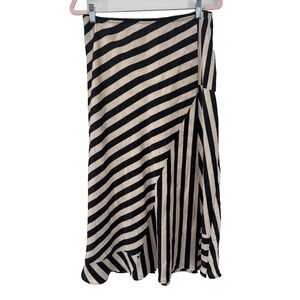 NWT MNG by Mango Striped skirt satin artsy flowy capsule chic business work wear